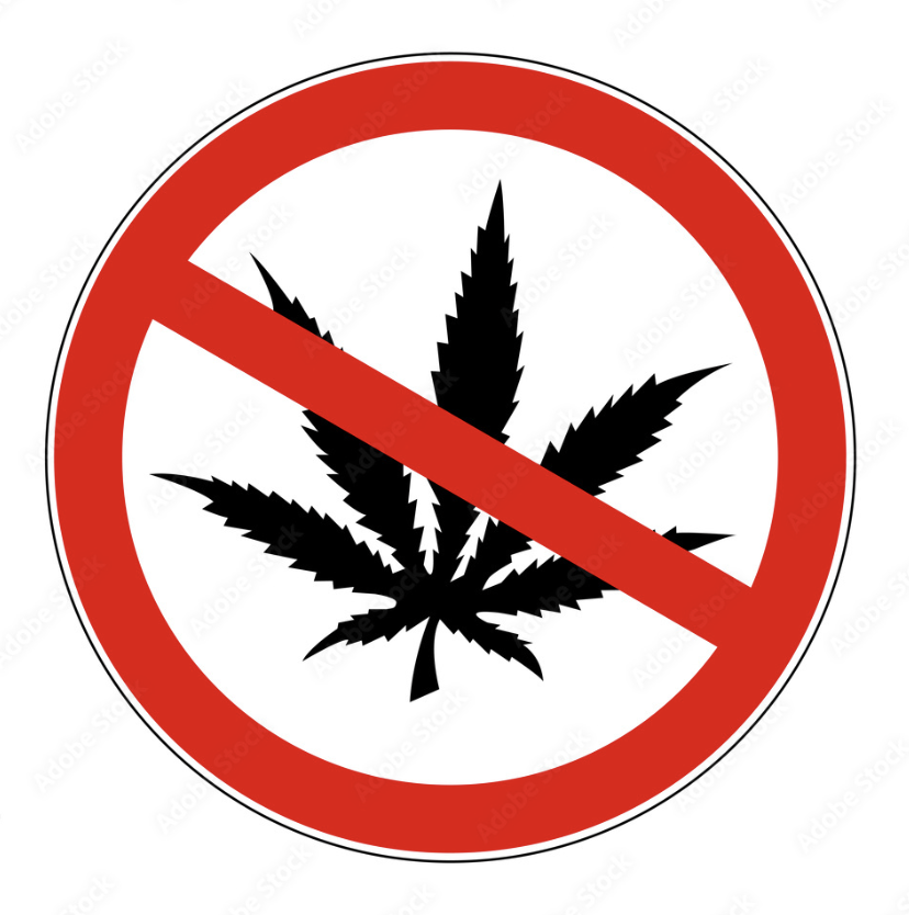 Konsum von Cannabis verboten, Symbolschild