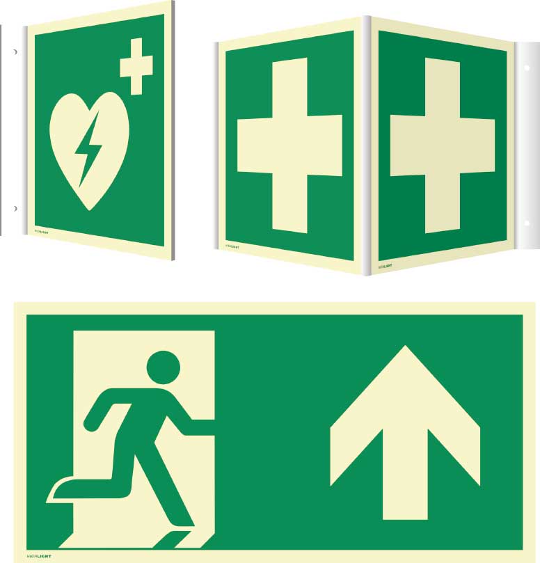 Fluchtweg Notausgang Schild – Nachleuchtend, Kunststoff, 400x200 Mm, Rettungszeichen