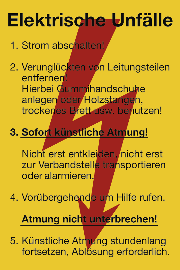 Elektrische Unfälle, Kunststoffschild, 30 × 20 cm