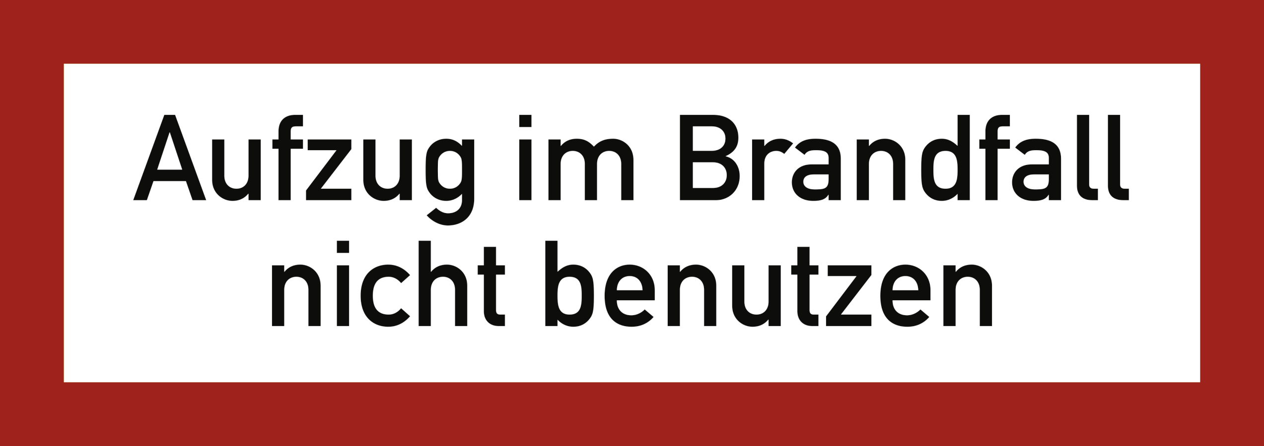 Aufzug im Brandfall nicht benutzen, Brandschutzzeichen, DIN 4066, 148x52 mm, Folie, Stück, nicht nachleuchtend, Nicht reflektierend