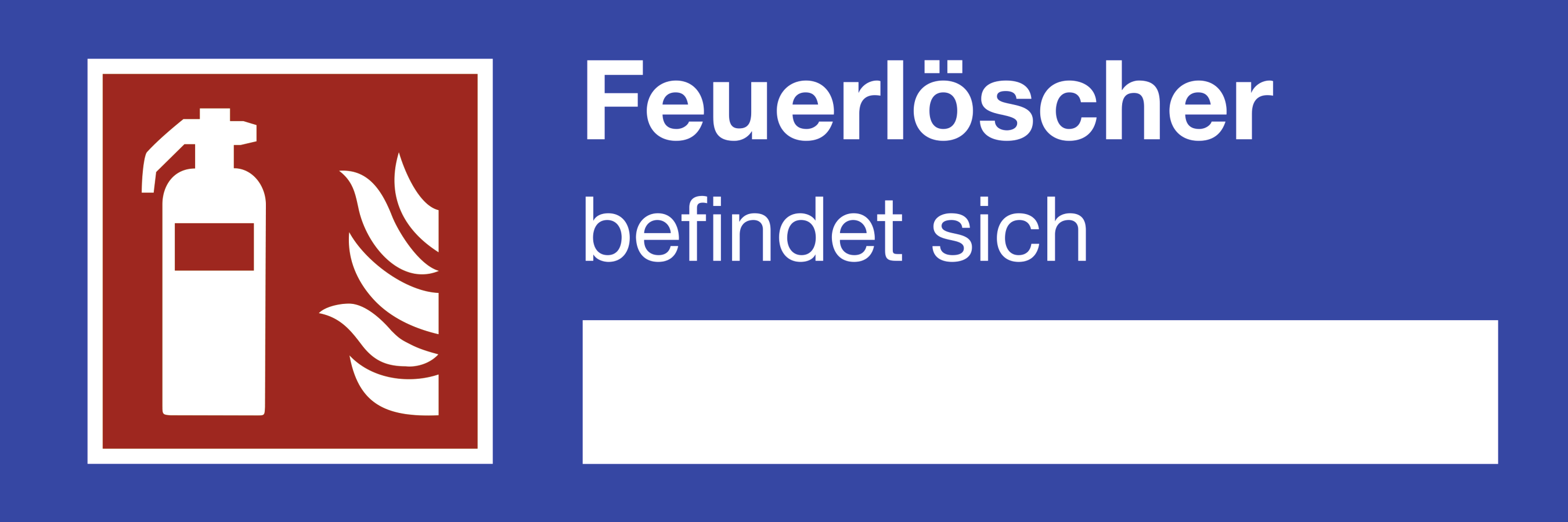 Feuerlöscher befindet sich, Aufkleber, ISO 7010, 4 × 12 cm, Folie