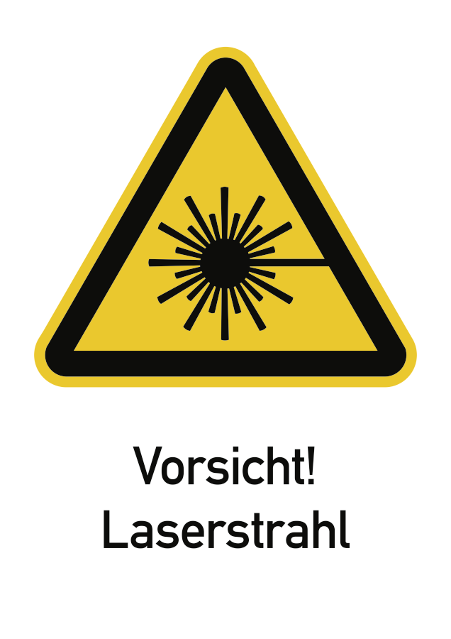 Vorsicht! Laserstrahl, Warnzeichen, ISO 7010, 210x297 mm, Kunststoff, Stück