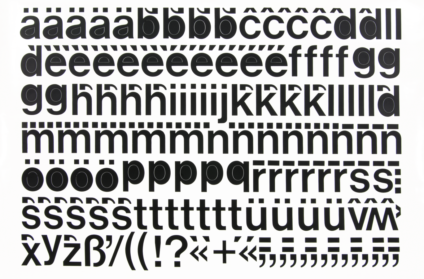 Selbstklebende Kleinbuchstaben schwarz