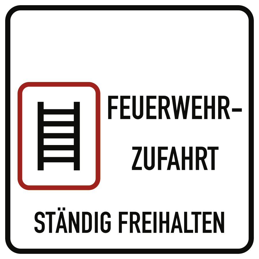Feuerwehrzufahrt ständig freihalten (quadratisch), Notfallzeichen