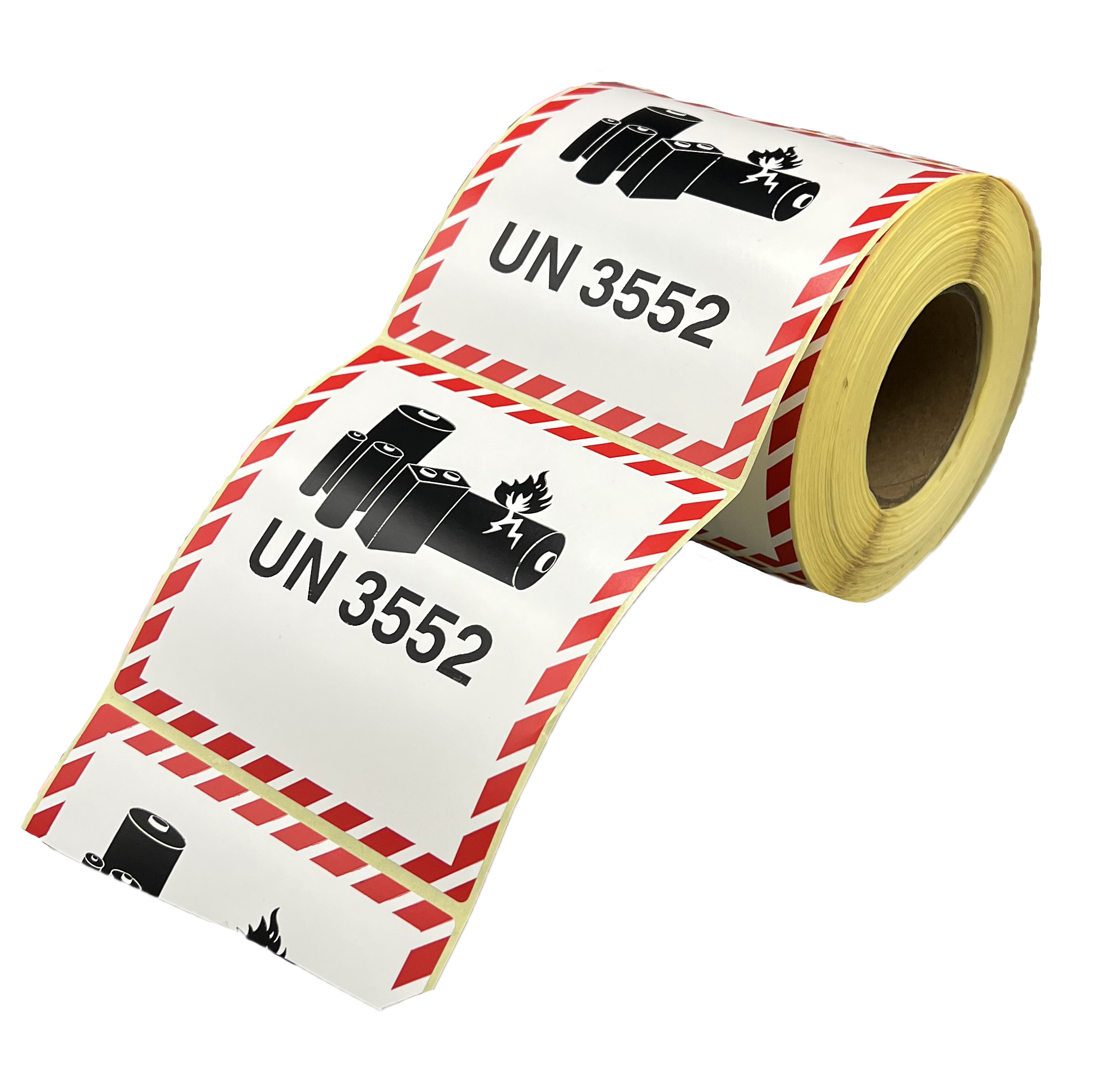 Gefahrgutaufkleber UN 3552 / UN3552 Natrium-Ionen-Batterien, 10 x 10 cm, Haftpapier, 500 Stück pro Rolle