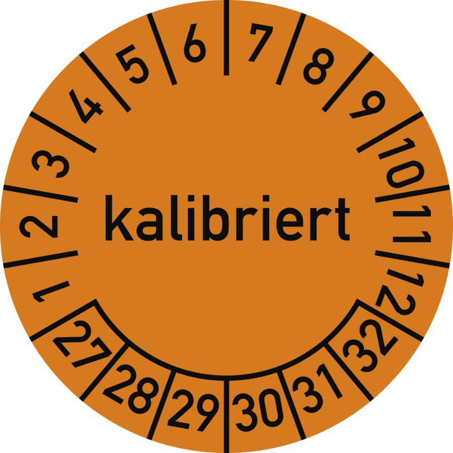 Prüfplakette Kalibriert 2027–2032, Folie, Ø 15 mm