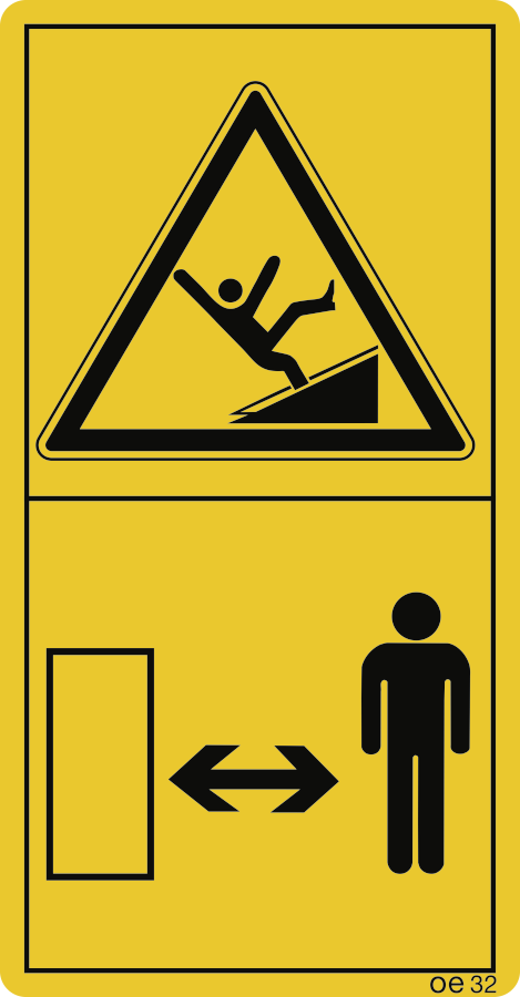 Ausreichenden Sicherheitsabstand zum Erntevorsatz ...(Hochformat), Symbolschild, ISO 11684