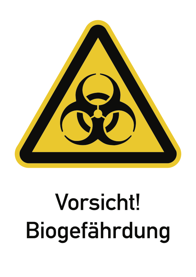 Vorsicht! Biogefährdung, Warnzeichen, ISO 7010, 131x185 mm, Folie, Stück