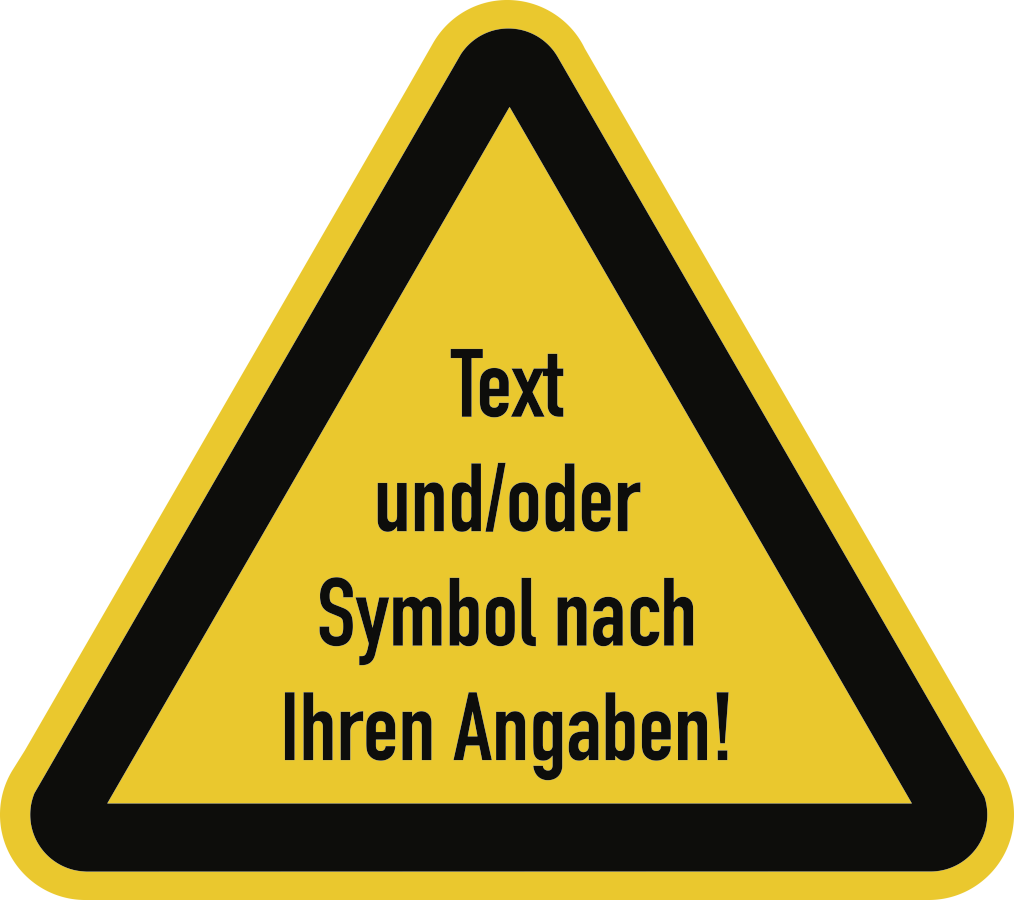 Warnzeichen - Text oder Standardsymbol nach Ihren Angaben, 50 mm SL, Kunststoff, Stück