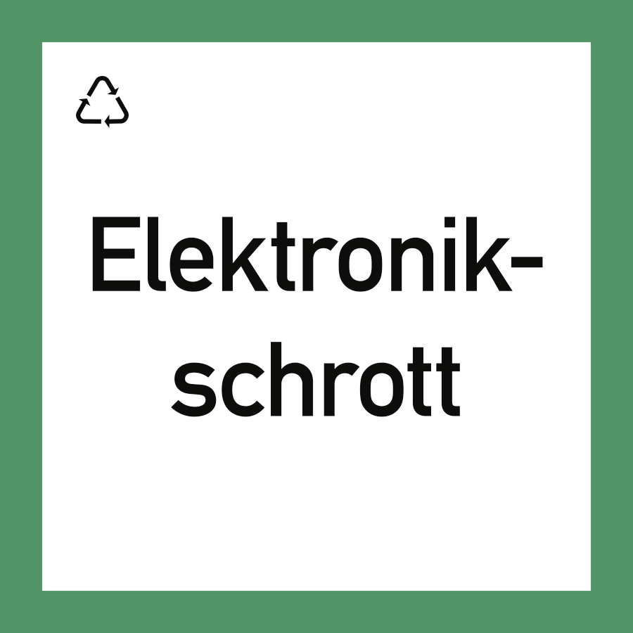 Wertstoffschild "Elektronikschrott", Hinweisschild, 300 × 300 mm, Folie