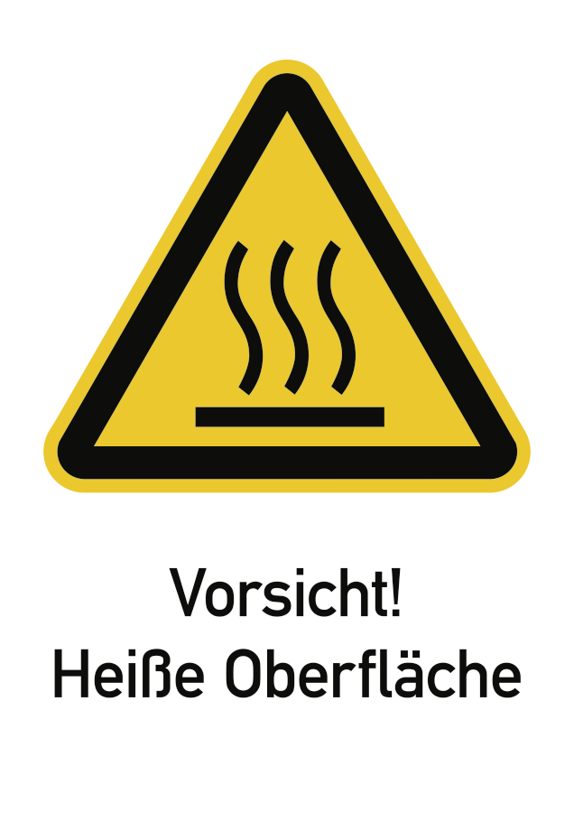 Vorsicht! Heiße Oberfläche, Warnzeichen, ISO 7010, 131x185 mm, Polyesterfolie, Stück