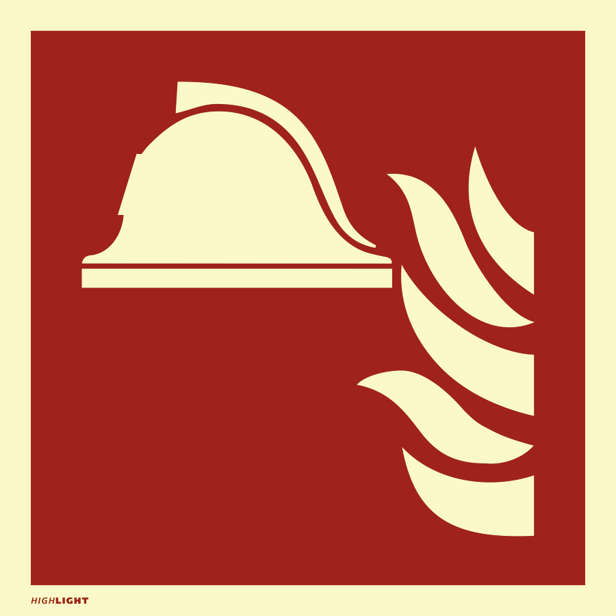 Mittel und Geräte zur Brandbekämpfung, Brandschutzzeichen, ISO 7010, 200x200 mm, Alu 0,6 mm, Stück, langnachleuchtend