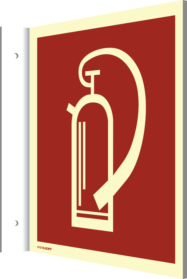 Fahnenschild Feuerlöscher, Brandschutzzeichen, BGV A8, 148x148 mm, Kunststoff, Stück