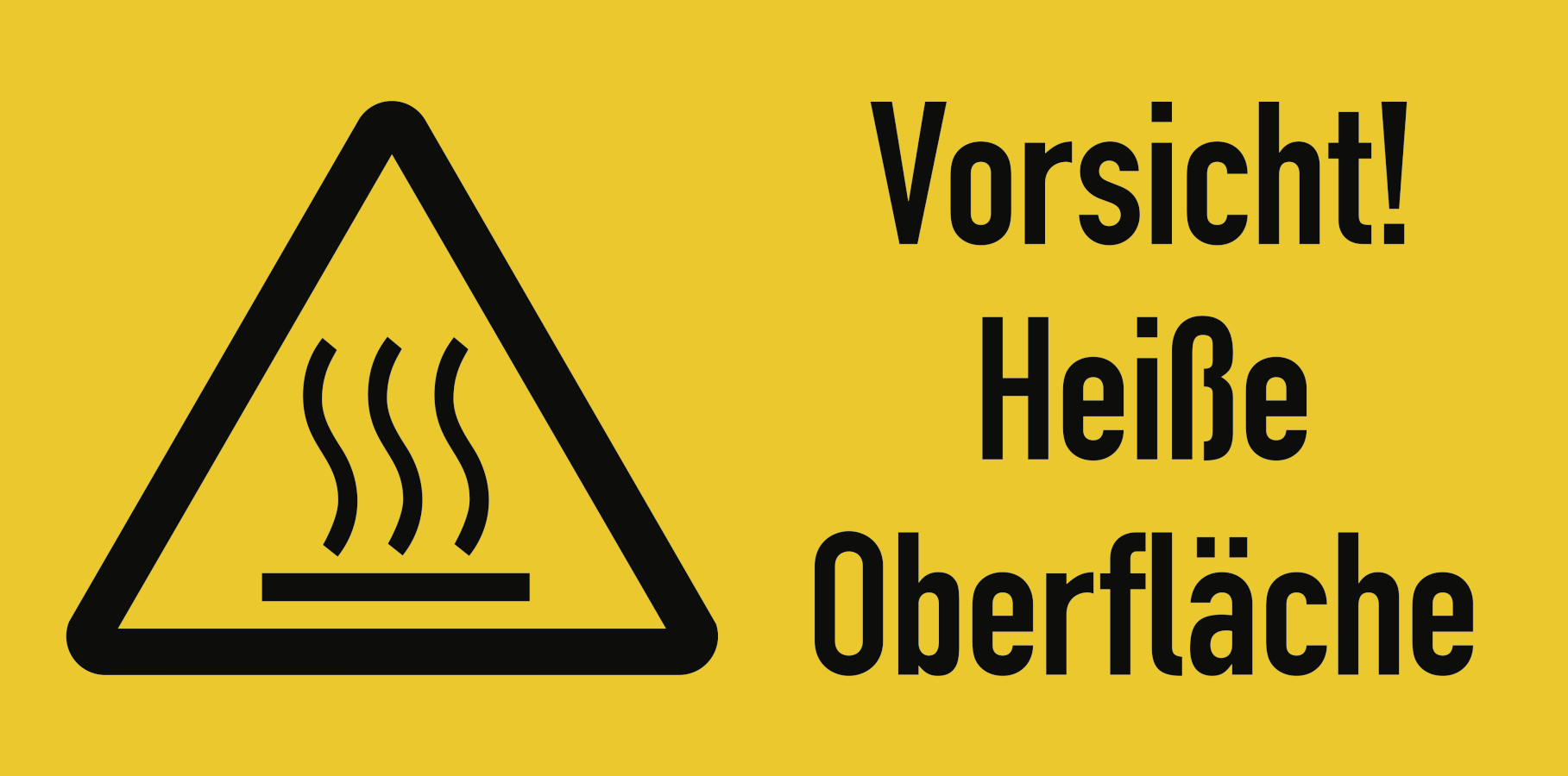 Vorsicht! Heiße Oberfläche (Querformat), Warnzeichen, ISO 7010, 105x52 mm, Polyesterfolie, Stück
