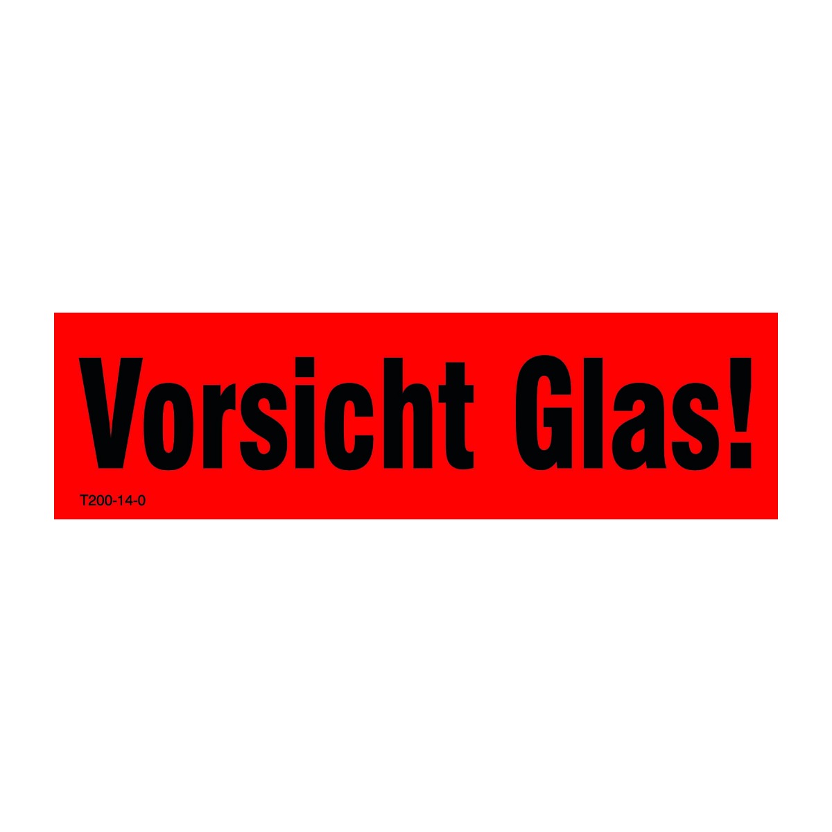 Vorsicht Glas Aufkleber – Motiv 14 x 4 cm, schwarz auf Rot