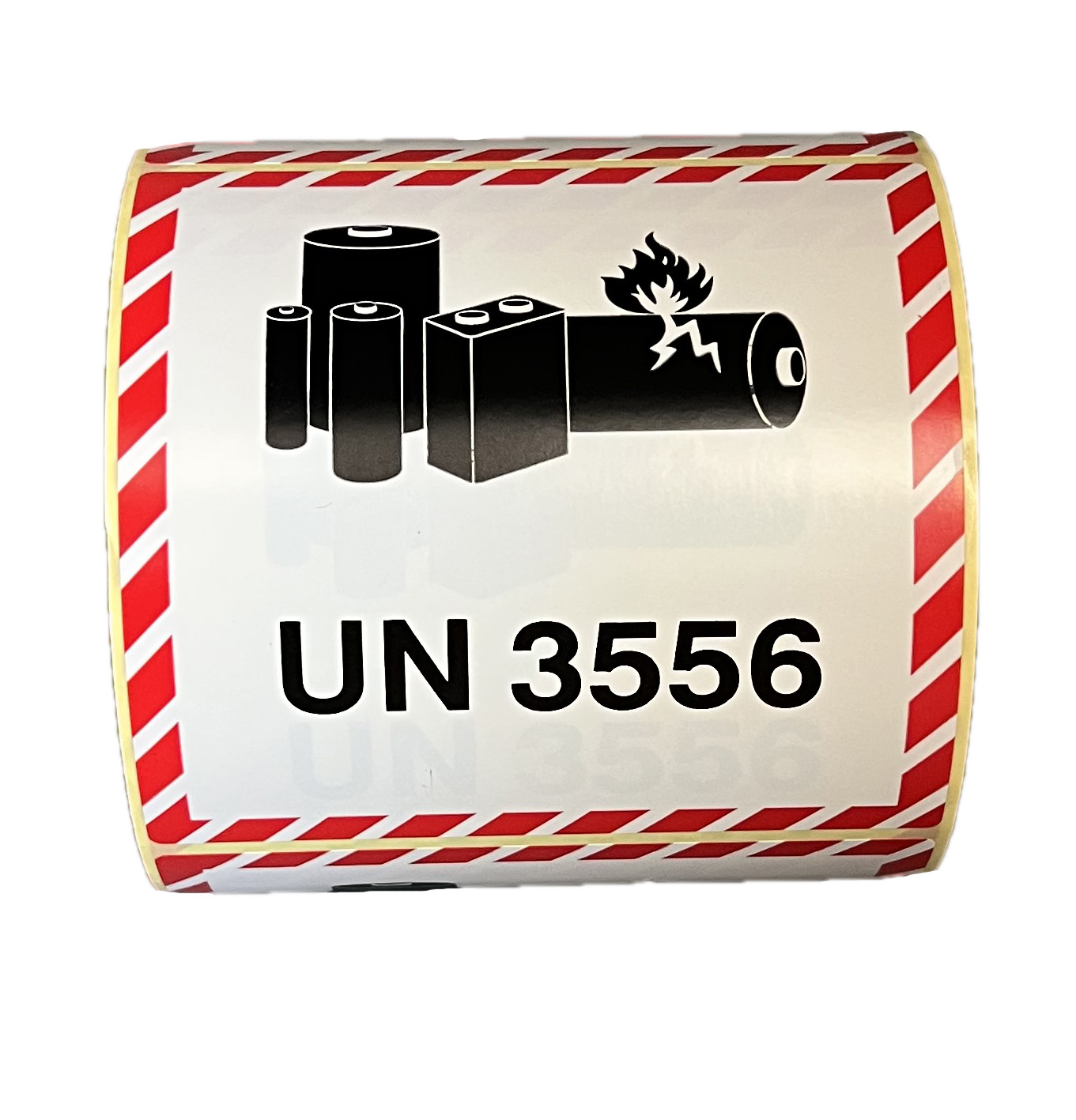 Gefahrgutaufkleber Lithium-Ionen-Batterien UN 3556 / UN3556 Kennzeichnung für Fahrzeuge, 10 x 10 cm, 500 Stück auf Rolle