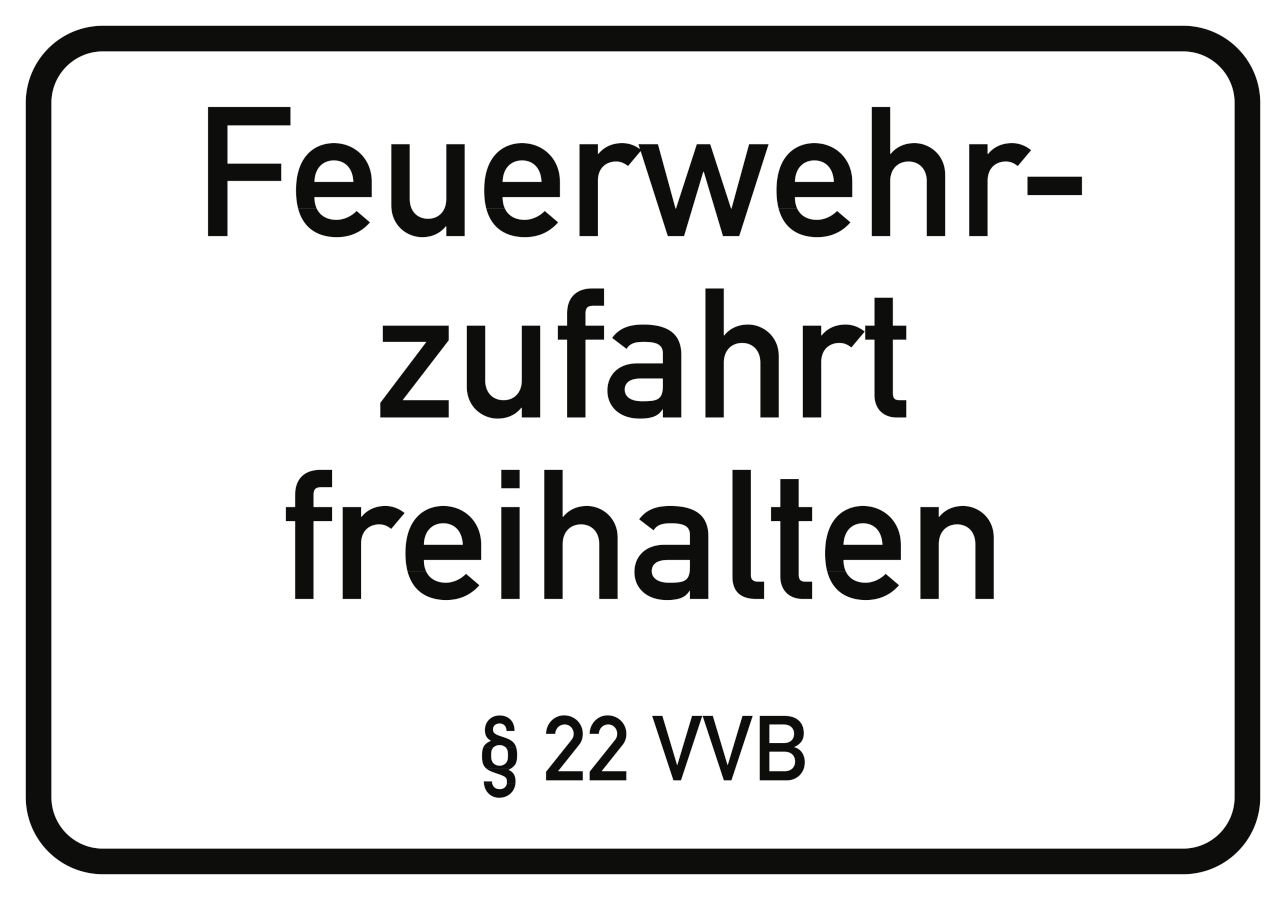 Feuerwehrzufahrt freihalten §22 VVB, Notfallzeichen