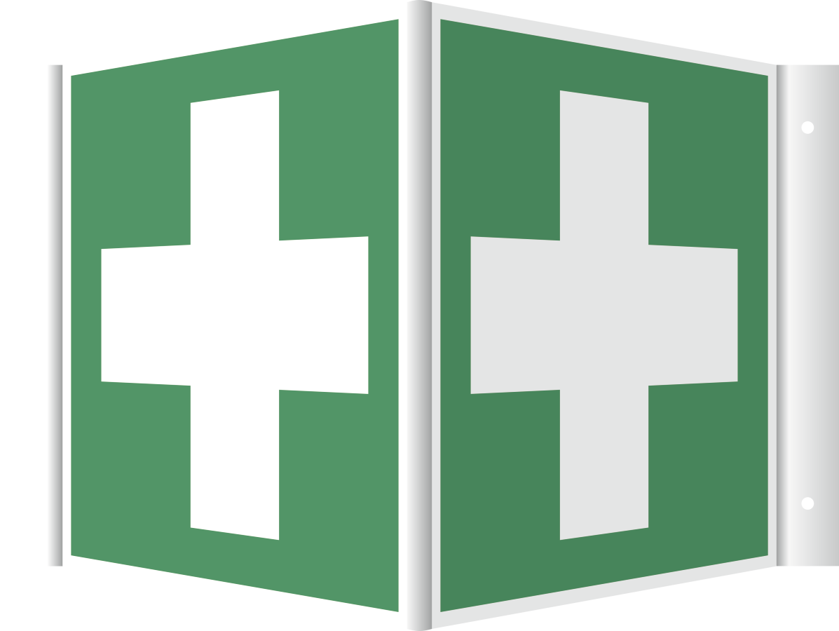 Winkelschild Erste Hilfe, Rettungszeichen, 200 × 200 mm, Kunststoff, nicht nachleuchtend