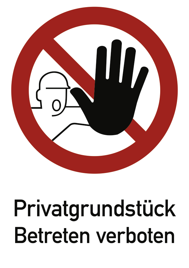 Privatgrundstück Betreten verboten, Verbotszeichen, DIN 4844-2