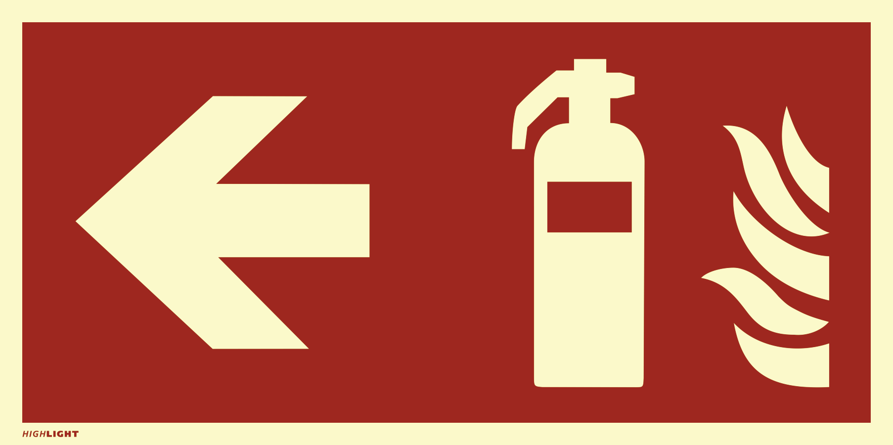 Feuerlöscher links, Brandschutzzeichen, ISO 7010
