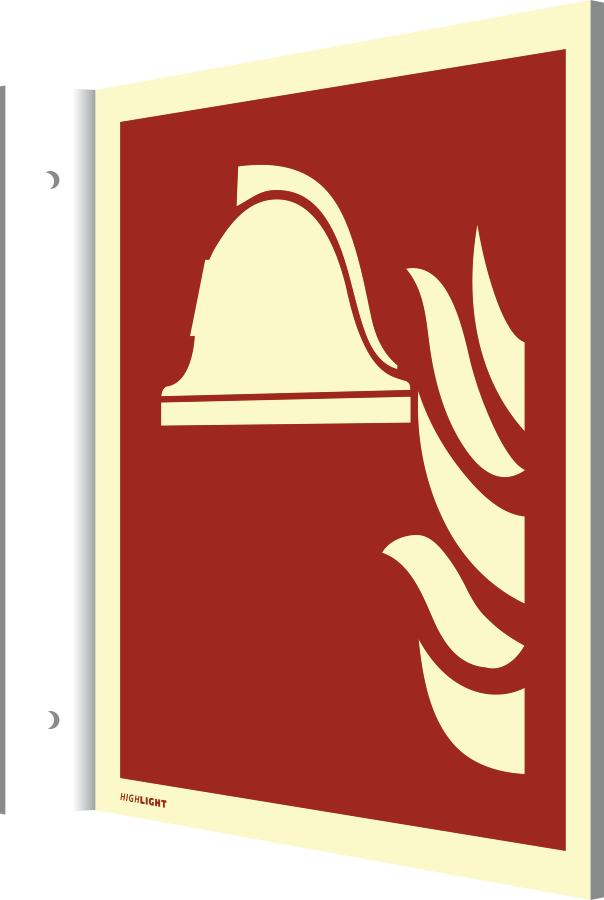 Fahnenschild Mittel und Geräte zur Brandbekämpfung, Brandschutzzeichen, ISO 7010