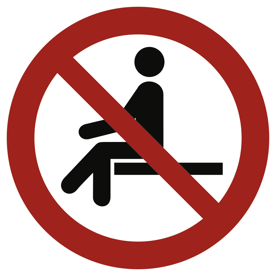 Sitzen verboten, Verbotszeichen, ISO 7010