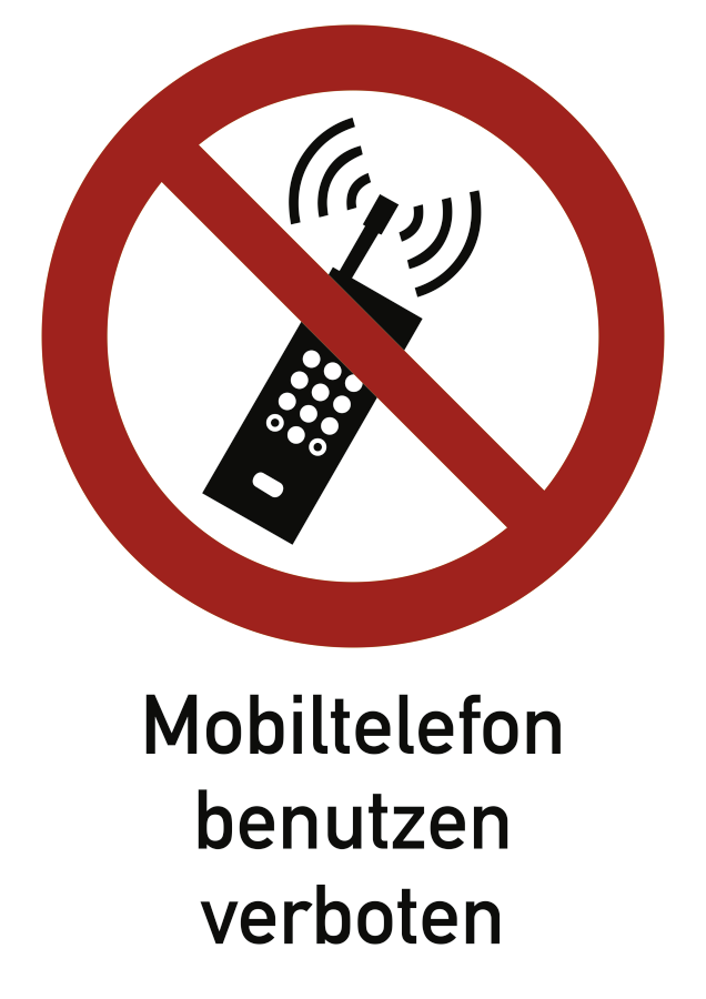 Mobiltelefon benutzen verboten, Verbotszeichen, ISO 7010