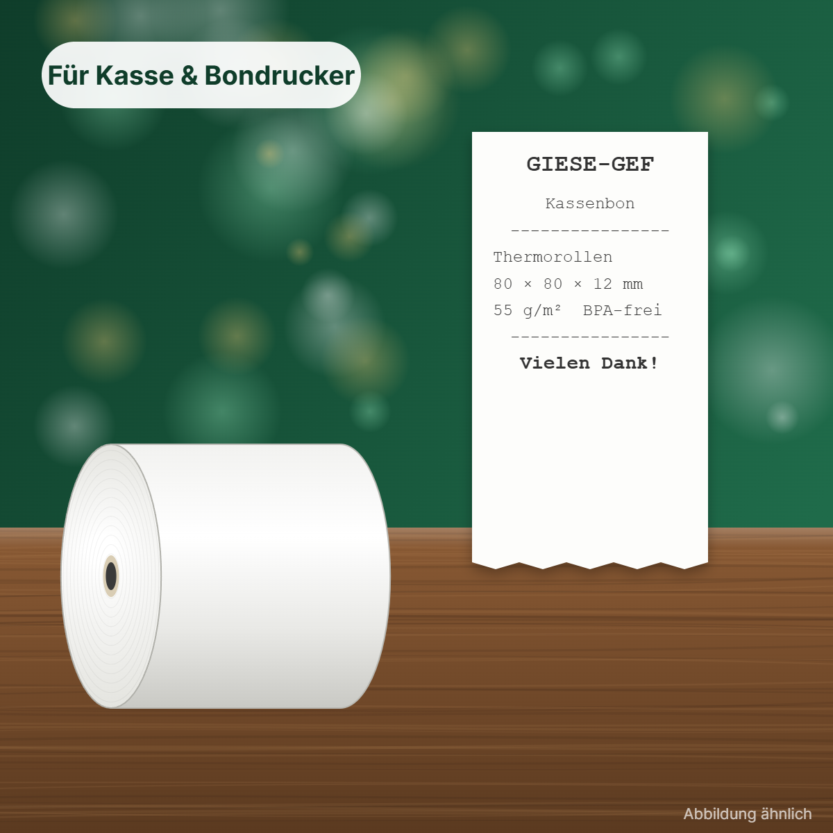 Thermorolle 80 × 80 × 12 mm mit Kassenbon – Für Kasse & Bondrucker