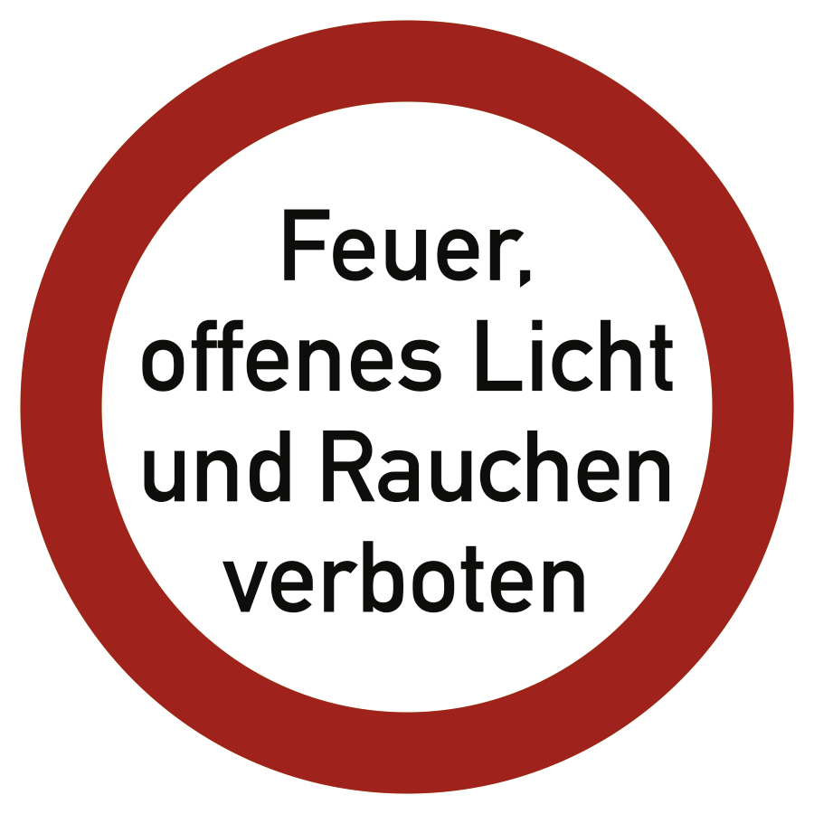 Feuer, offenes Licht und Rauchen verboten, Verbotszeichen, Ø 200 mm, Folie