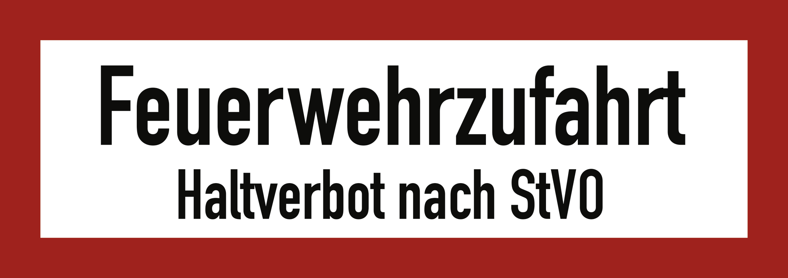 Feuerwehrzufahrt Haltverbot nach StVO, Brandschutzzeichen, DIN 4066, 594x210 mm, Alu 1,8 mm, Stück, Nicht reflektierend