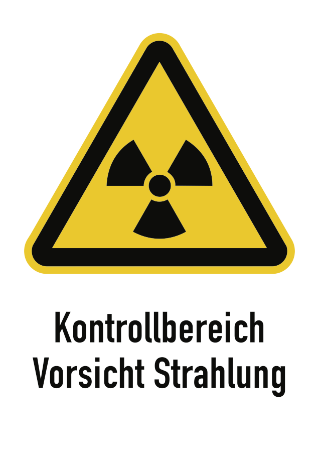 Kontrollbereich Vorsicht Strahlung, Warnzeichen, ISO 7010, 148x210 mm, Folie, Stück