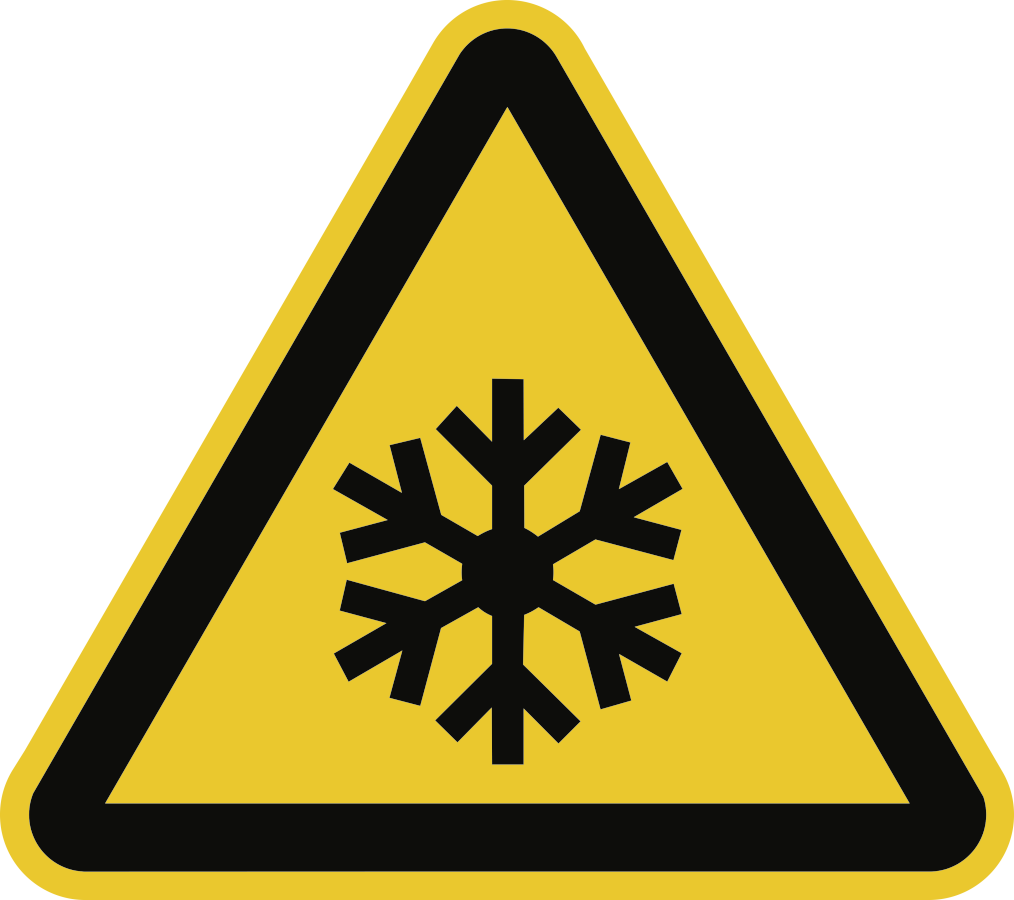 Warnung vor niedriger Temperatur/Frost, Warnzeichen, ISO 7010