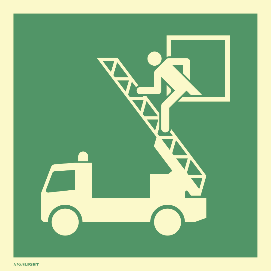 Rettungsausstieg, Rettungszeichen, ISO 7010 E017, 200 × 200 mm, Folie