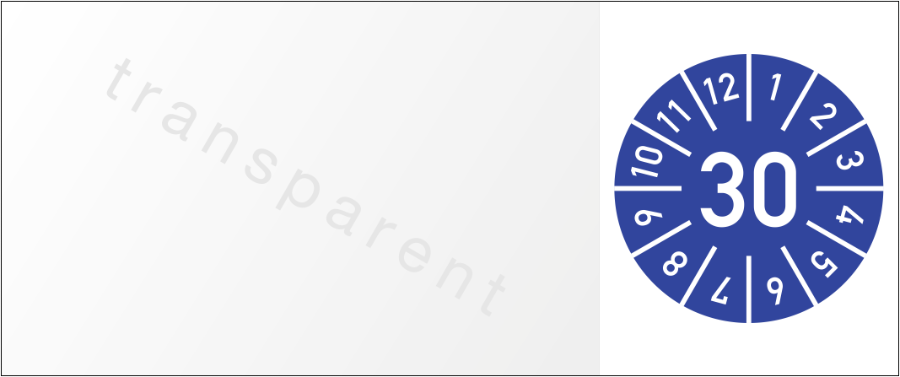 Kabelprüfplakette Jahr mit Monaten 2030, Folie, 25x60 mm