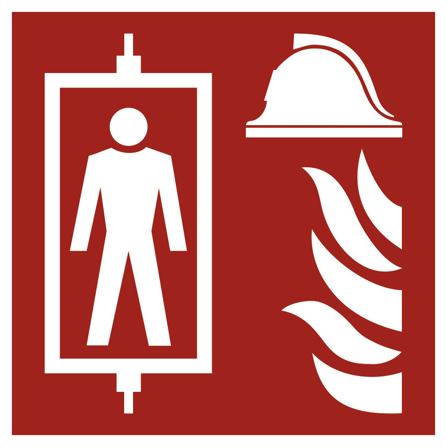 Feuerwehraufzug, Brandschutzzeichen, DIN EN 81-72