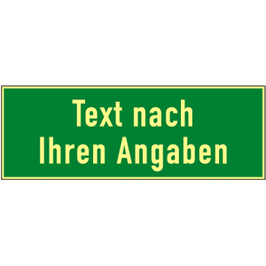 Rettungszeichen rechteckig mit Text nach Ihren Angaben
