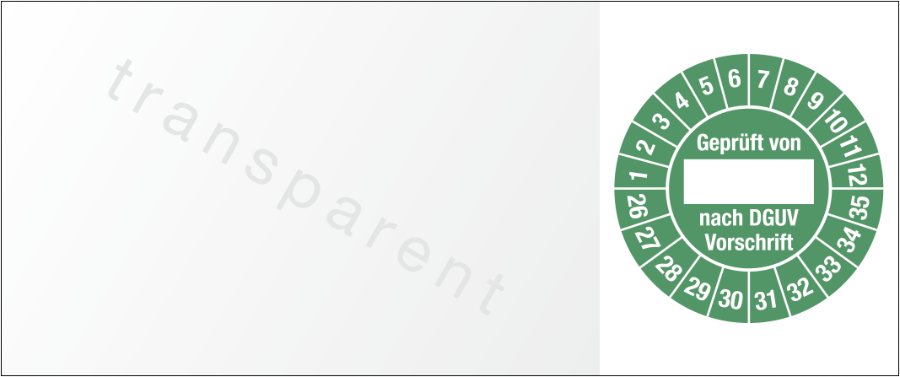 Kabelprüfplakette Geprüft von nach DGUV Vorschrift, 2026–2035, Folie, 25x60 mm