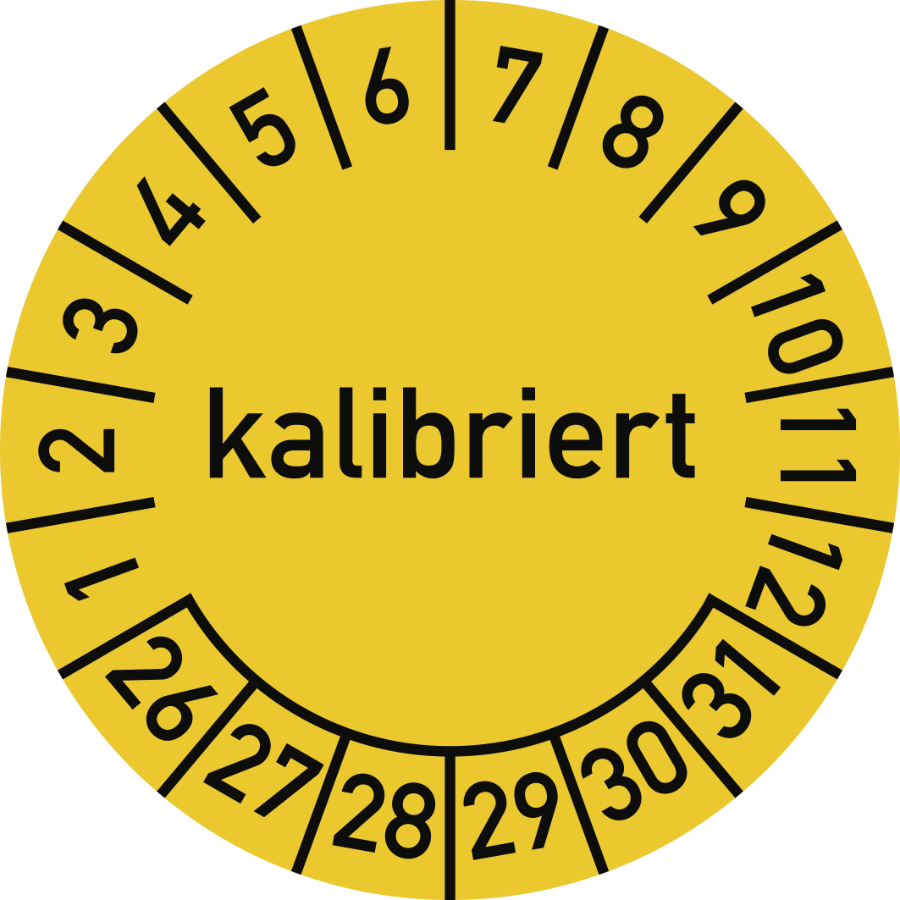 Prüfplakette Kalibriert 2026–2031, Folie, Ø 15 mm