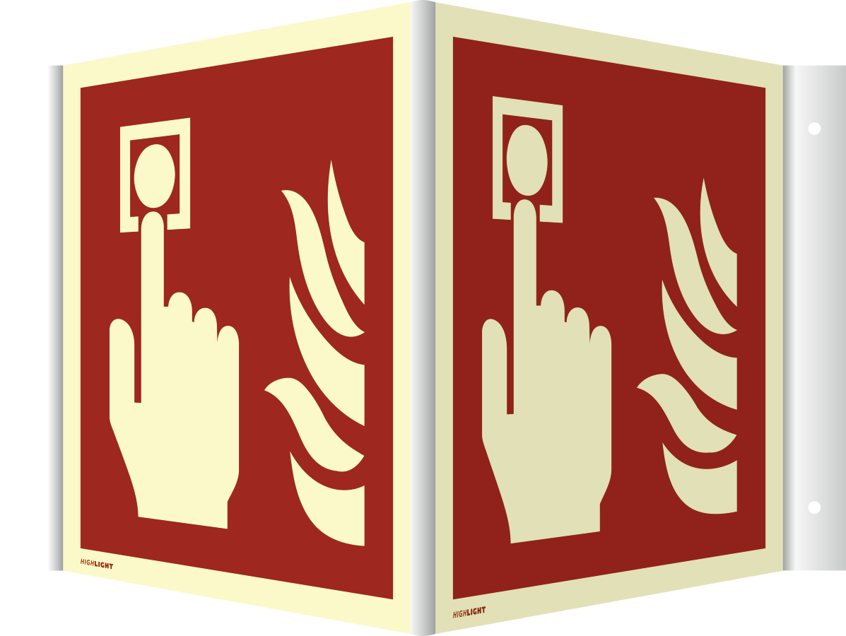Winkelschild Brandmelder, Brandschutzzeichen, ISO 7010