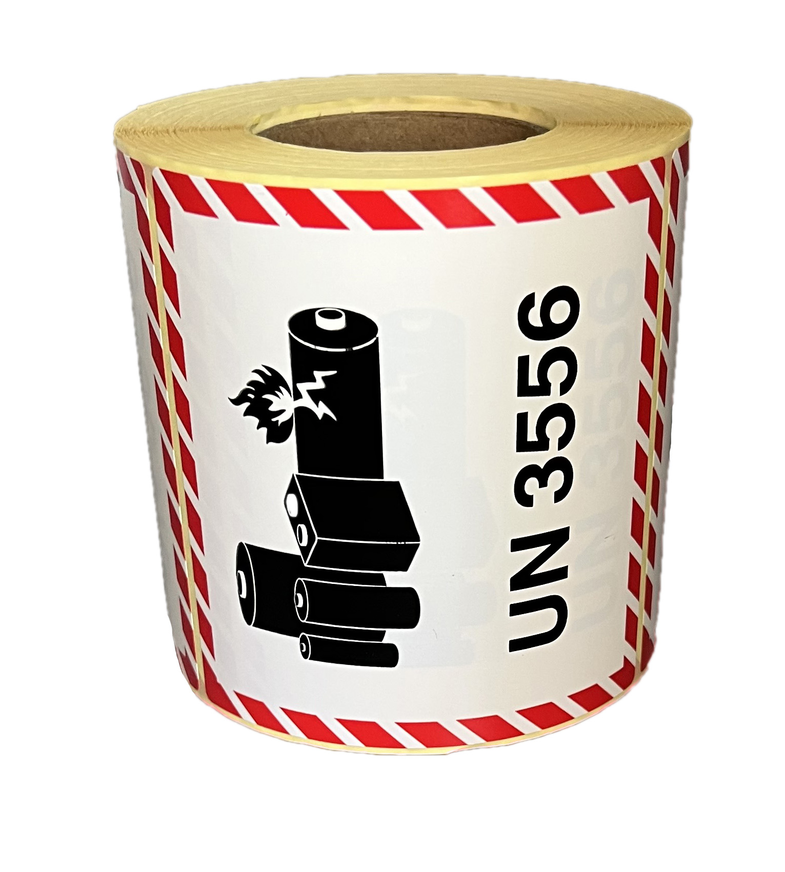 Gefahrgutaufkleber Lithium-Ionen-Batterien UN 3556 / UN3556 Kennzeichnung für Fahrzeuge, 10 x 10 cm, 500 Stück auf Rolle