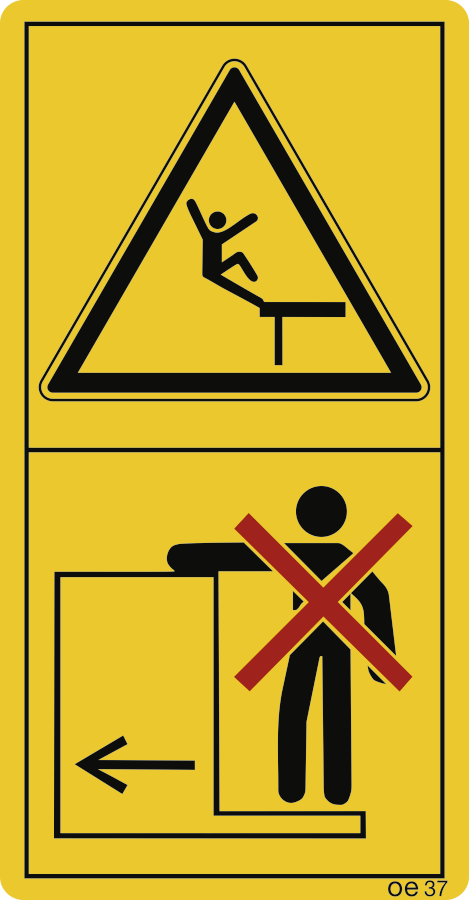 Die Mitfahrt auf Trittflächen oder Plattform ist nicht gestattet, (Hochformat), Symbolschild, ISO 11684