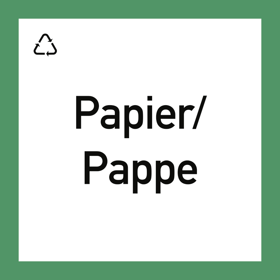 Wertstoffschild "Papier/Pappe", Hinweisschild, 300 × 300 mm, Folie