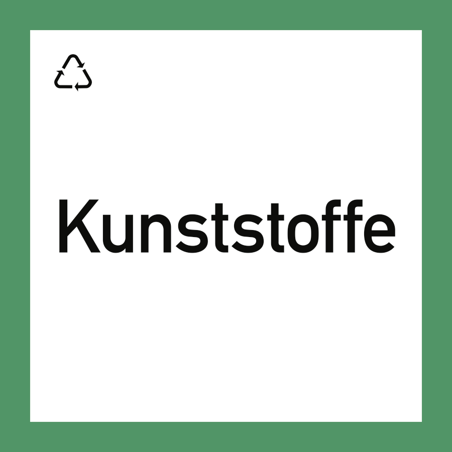 Wertstoffschild "Kunststoffe", Hinweisschild, 300 × 300 mm, Folie
