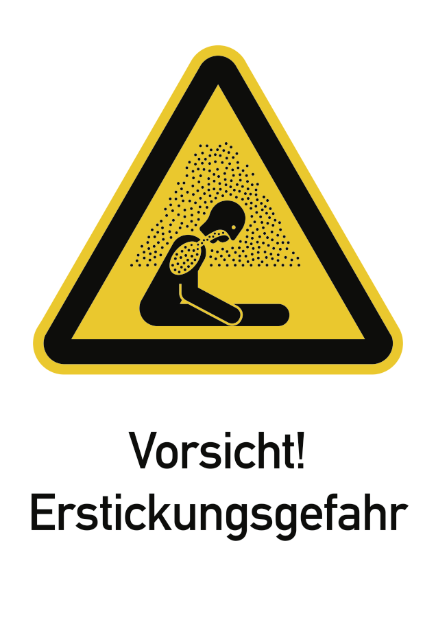 Vorsicht! Erstickungsgefahr, Warnzeichen, ISO 7010, 297 x 210 mm, Kunststoff