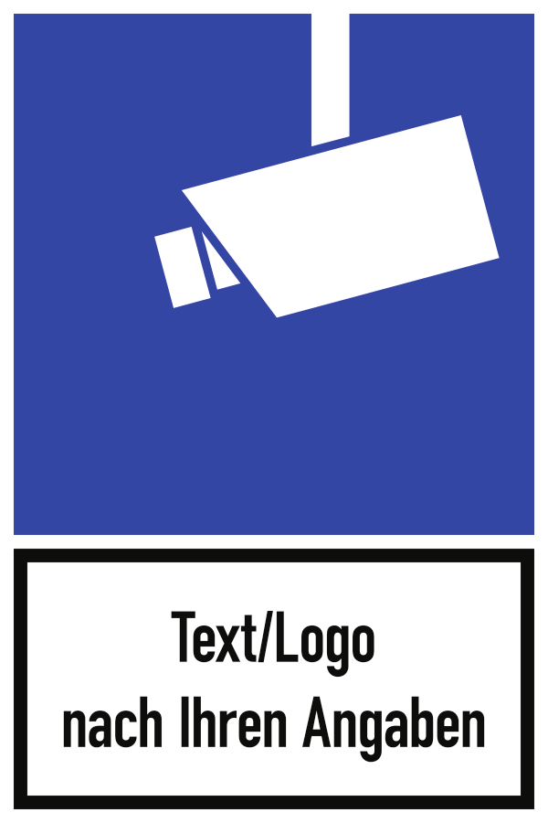 Video-Infozeichen mit Wunschtext, Hinweisschild, DIN 33450, 60 × 90 mm, Folie