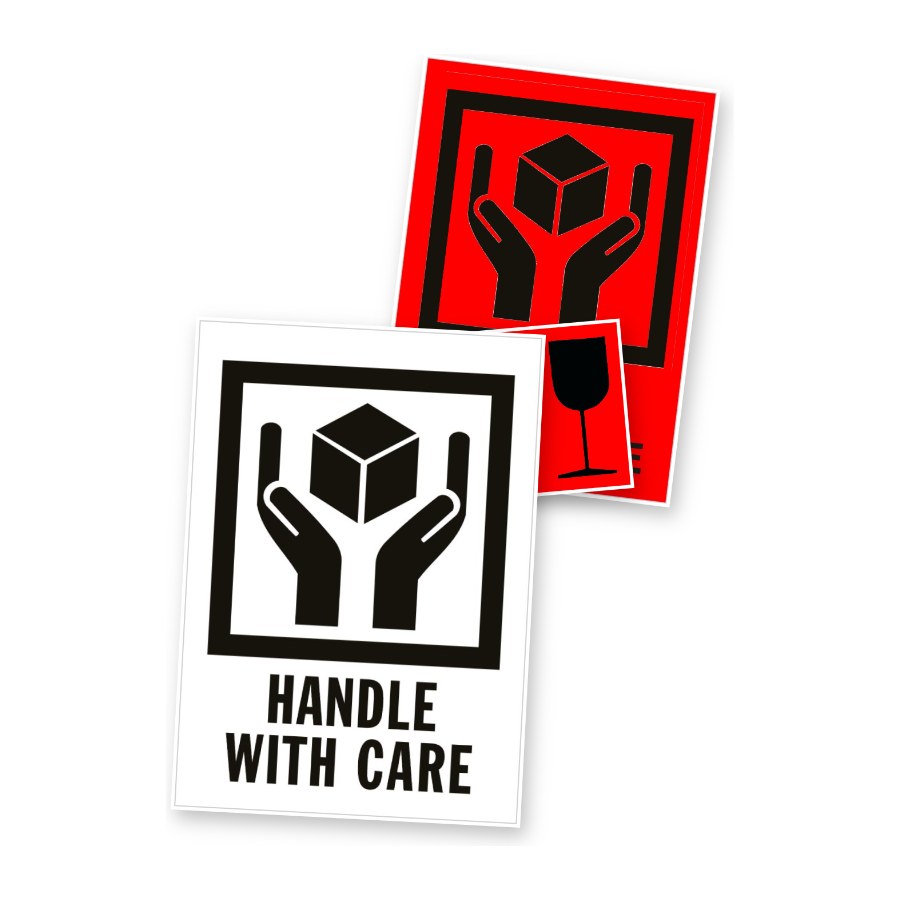 Handle with Care Aufkleber für den Versand
