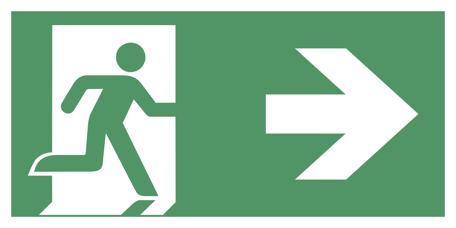 Rettungsweg/Notausgang rechts (transparent), Rettungszeichen, ISO 7010 E002, 50 x 100 mm, Folie selbstklebend