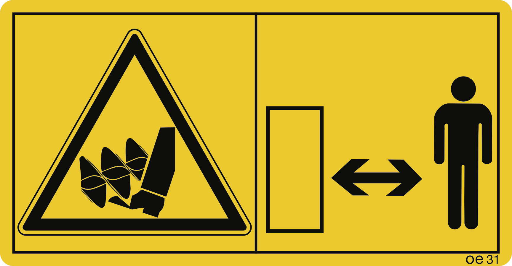 Gefahr durch sich drehende Schnecke (Querformat), Warnzeichen, ISO 11684, 168x88 mm, Folie, 2 Stück/Bogen