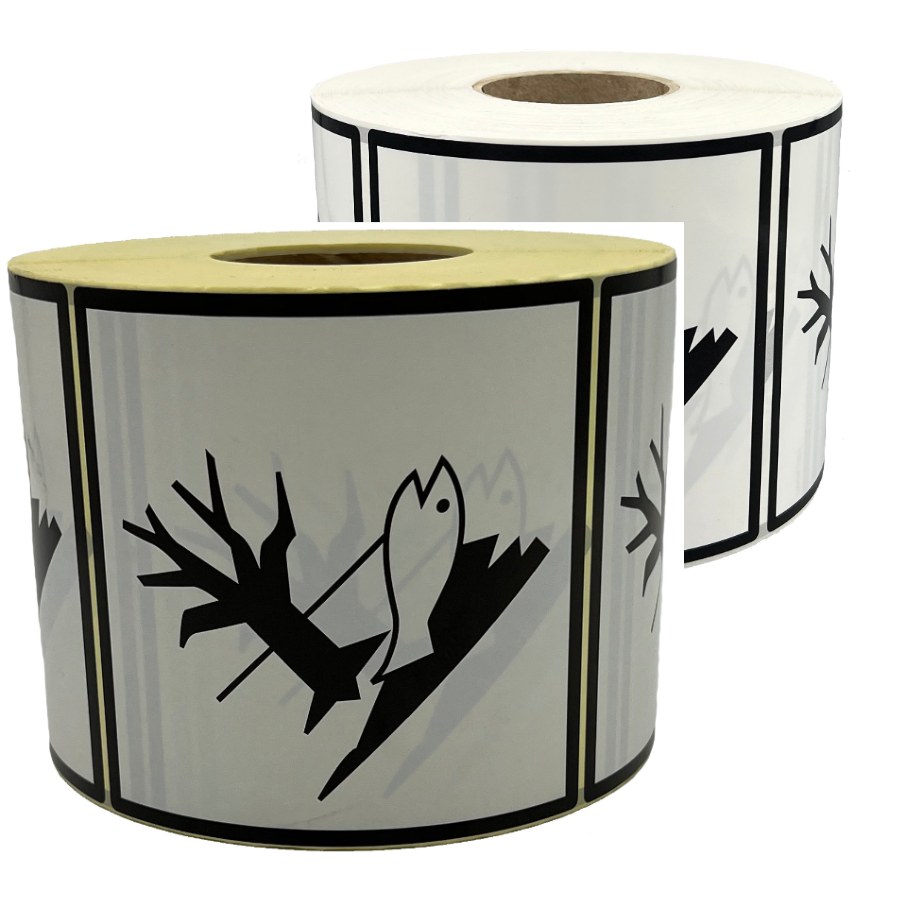 Aufkleber umweltgefährdende Stoffe auf Rolle, 10 x 10 cm – Haftpapier und Haftfolie BS 5609