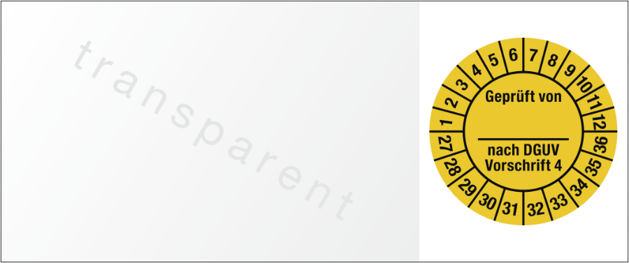 Kabelprüfplakette Geprüft nach DGUV Vorschrift 4, 2027–2036, Folie, 25x60 mm
